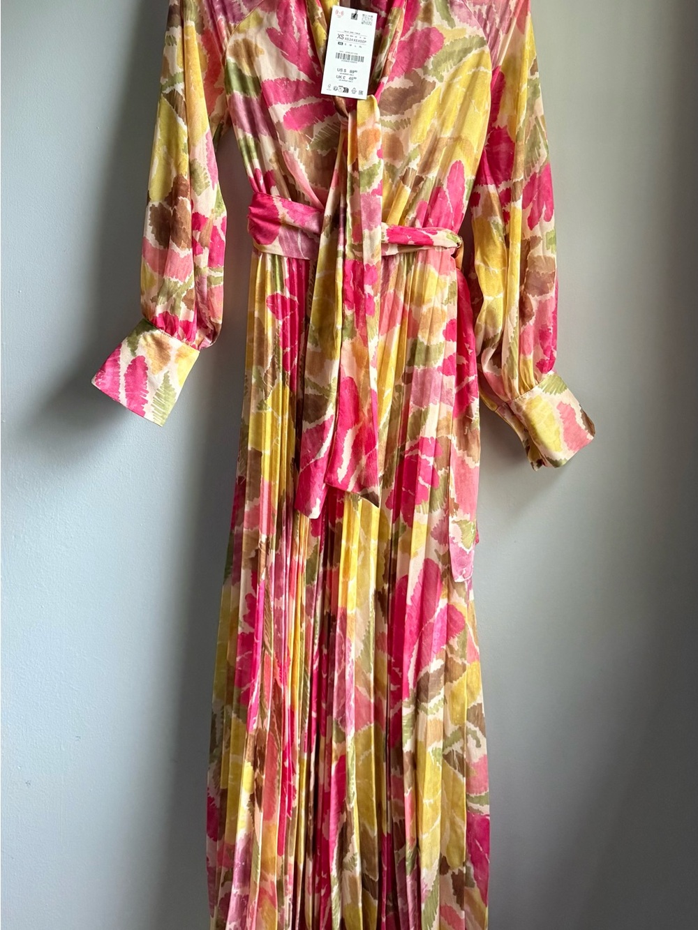 Zara Pink Yellow Green Floral Lightweight Dress XS - Picture 12 of 16